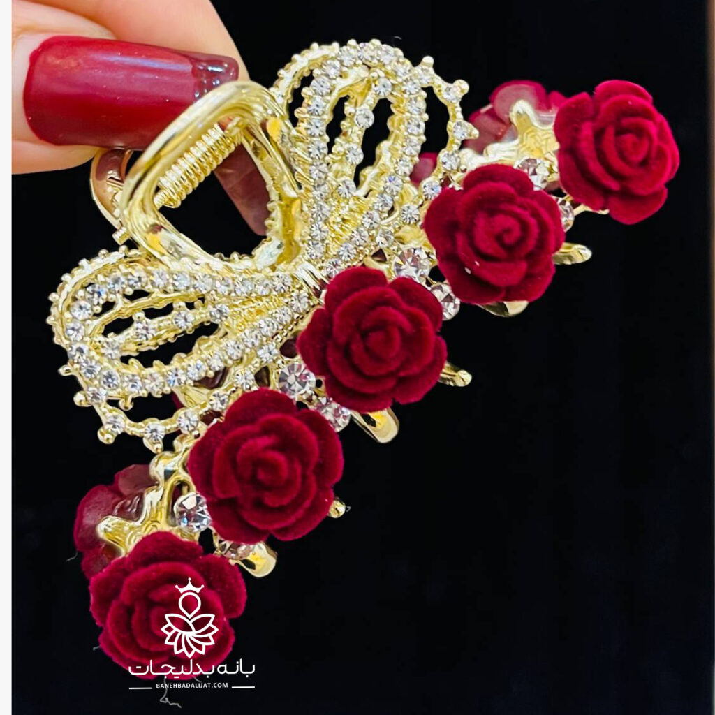 کلیپس مجلسی برند زایا طرح پاپیون رز قرمز (عمده)